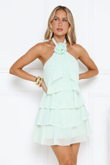 Pretty Wink Halter Mini Dress Mint