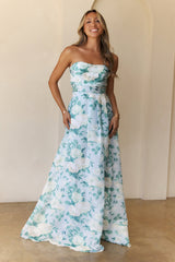 Elegant Essence Strapless Maxi Dress Blue