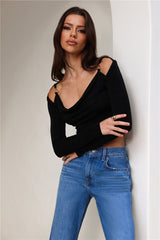 Influence Us Long Sleeve Crop Top Black