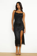 Sparkle On Time Sequin Maxi Dress Black