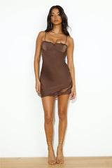 Lover Era Satin Mini Dress Brown