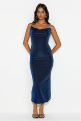 Midnight With You Glitter Maxi Dress Navy