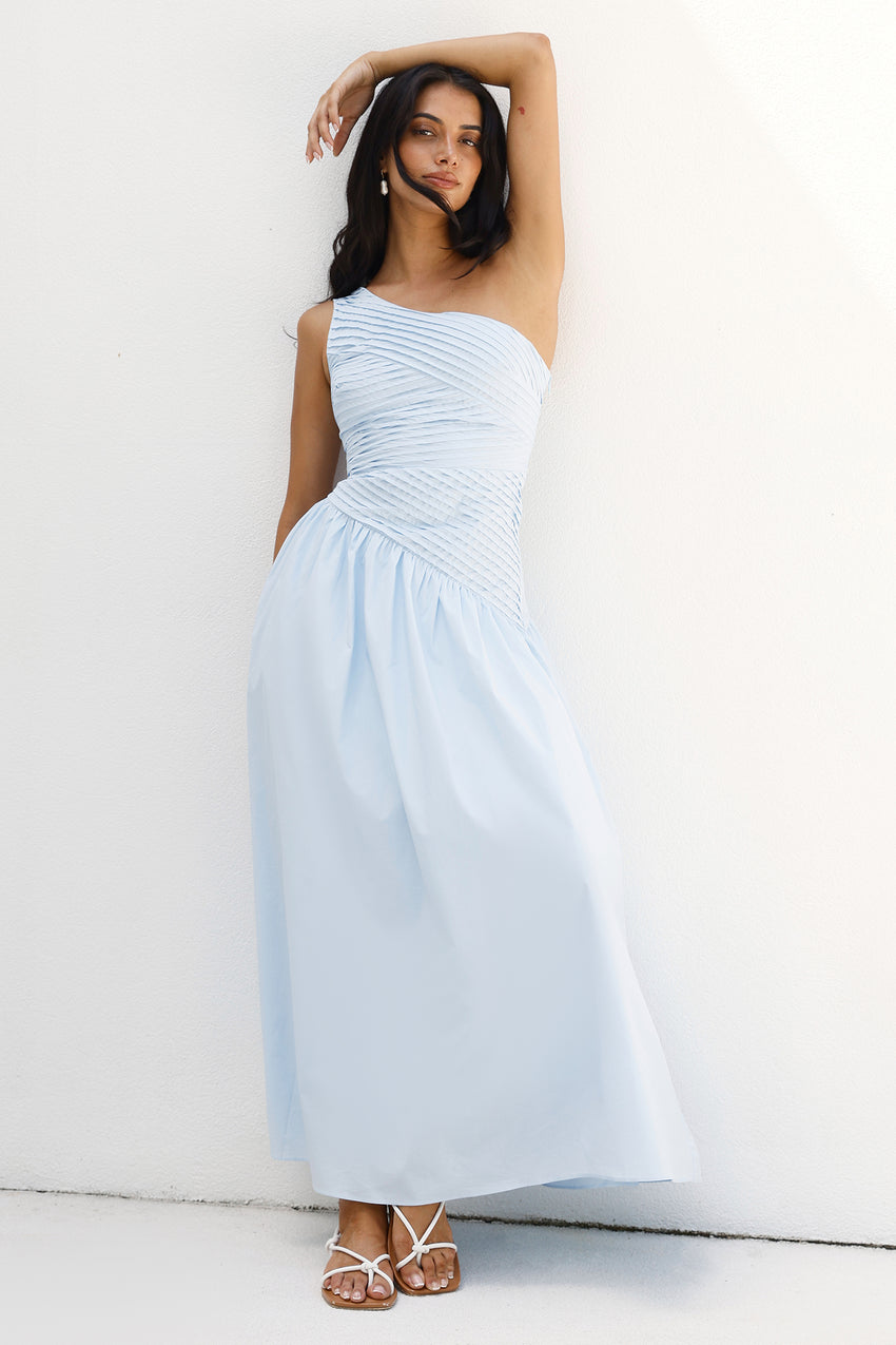 Seashell Moments One Shoulder Maxi Dress Blue