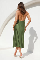 Bali Oasis Satin Midi Dress Olive