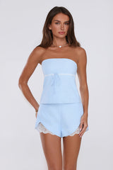 Love Bug Gingham Strapless Top Blue