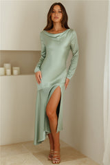 Slip On Luxe Satin Maxi Dress Pistachio