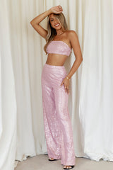 Shimmer Life Sequin Pants Light Pink