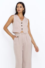 Street Fashion Vest Beige
