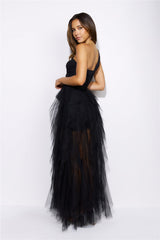 Lavish Style Tulle Maxi Dress Black