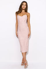 Classy Moment Lace Midi Dress Pink