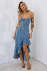 Ambitious Goals Denim Midi Dress Denim