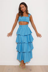 Hour To Shine Midi Skirt Blue