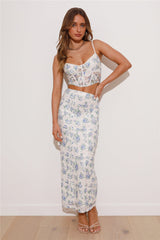 Dainty Touch Lace Crop Top Blue