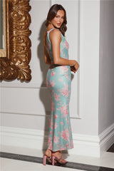 Mission To Impress One Shoulder Mesh Maxi Dress Green
