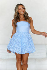 Blossom Girl Strapless Mini Dress Blue