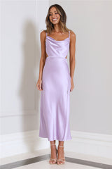 Standing Tall Satin Midi Dress Lilac