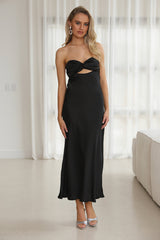 Up And Downs Satin Maxi Dress Black