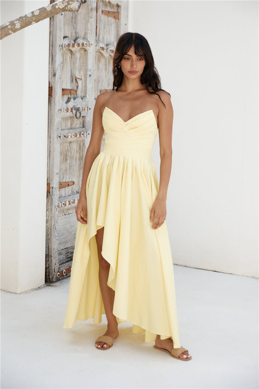 Wise Tales Strapless Maxi Dress Yellow