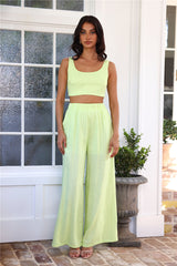 From The Sea Linen Crop Top Yellow