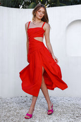 Your Simple Days Midi Dress Red