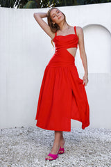 Your Simple Days Midi Dress Red