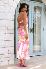 Retreating Satin Maxi Dress Yellow