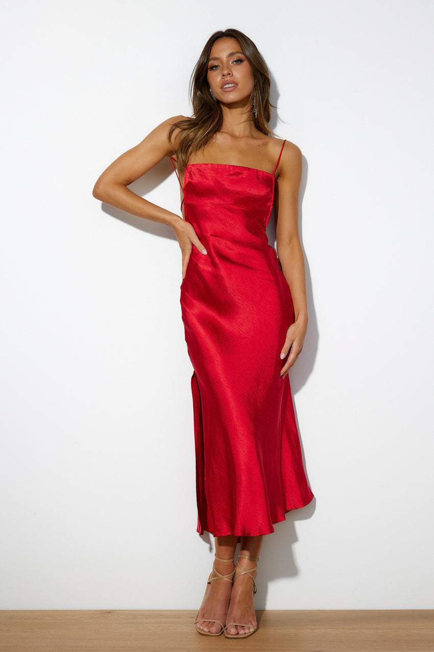 No Advice Midi Dress Red