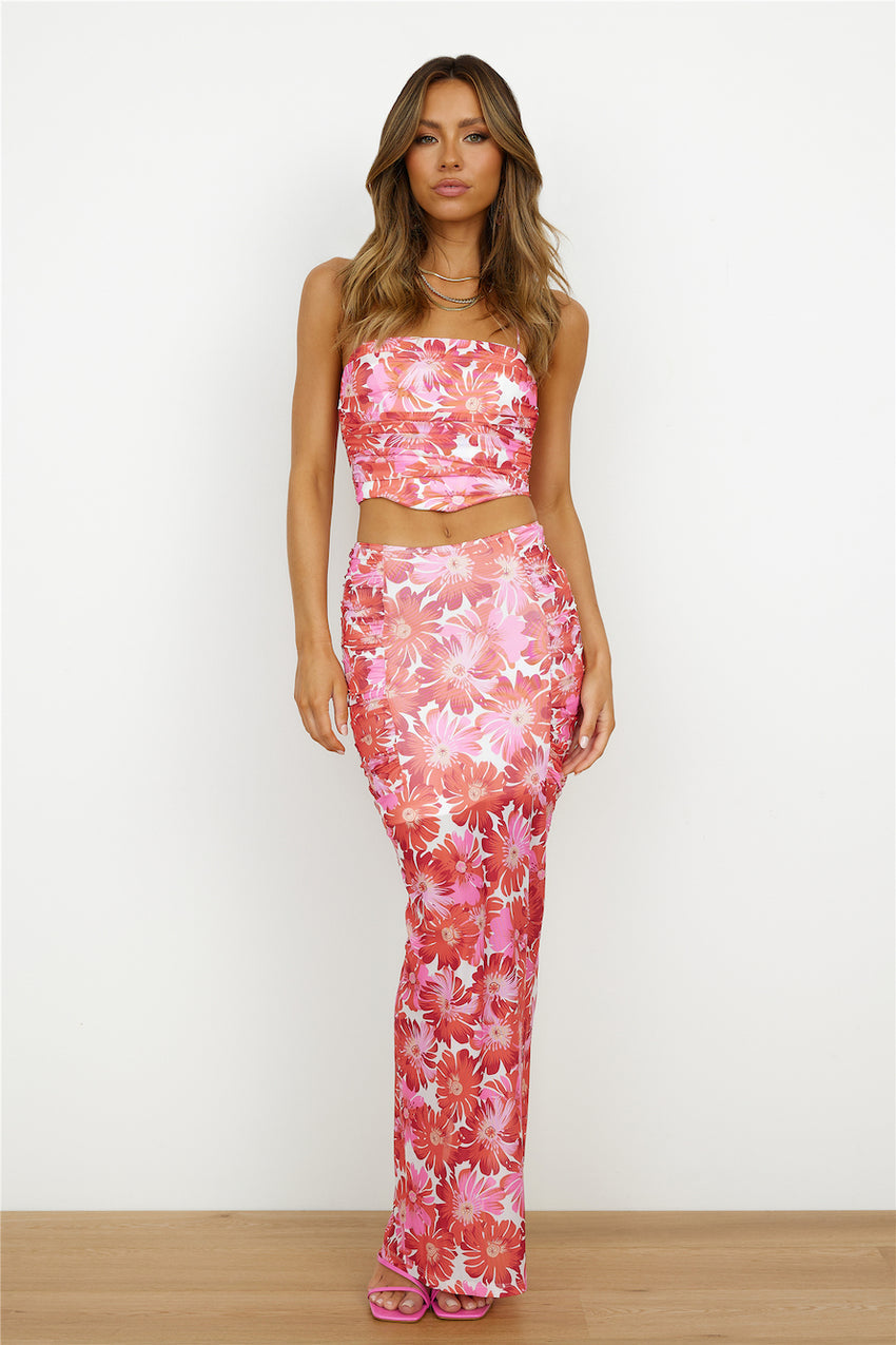 Tropical Bloom Crop Top Pink