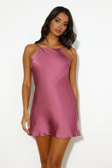 Feel Silky Satin Mini Dress Rose