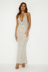 Shine Your Soul Sequin Maxi Dress Silver