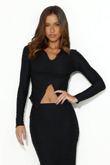 Be Sleek Long Sleeve Crop Top Black
