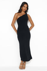 Kiki One Shoulder Maxi Dress Black
