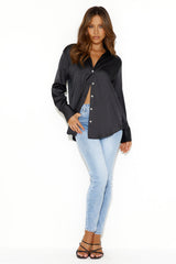 In Saigon Satin Shirt Black