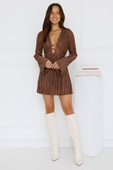 Besties Meet Mini Dress Brown
