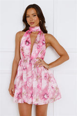 Bobbi Halter Mini Dress Pink