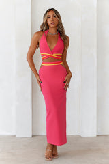 Miami Sunset Strip Crop Top Pink